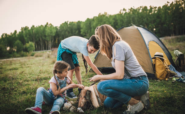 istock Mother and  children roasting marshmallows in campfire 1272949454