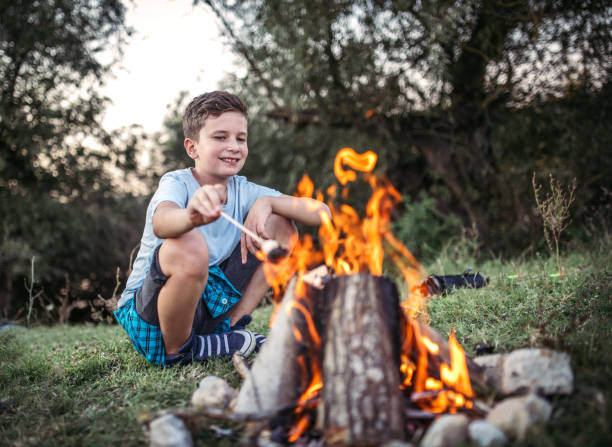 istock Mother and  children roasting marshmallows in campfire 1272949730