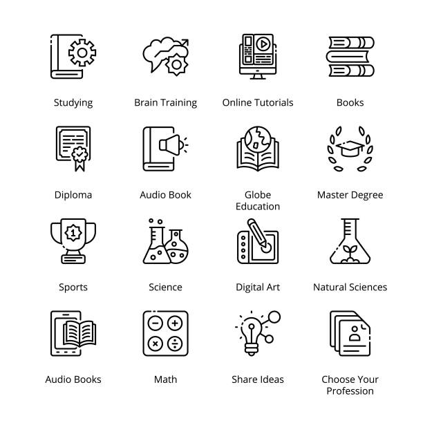 Online Education Online Education outline Icons - stroke, vector continuing education stock illustrations