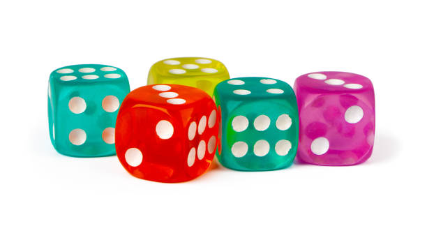 istock Stacked play dice isolated on white background 1272953857