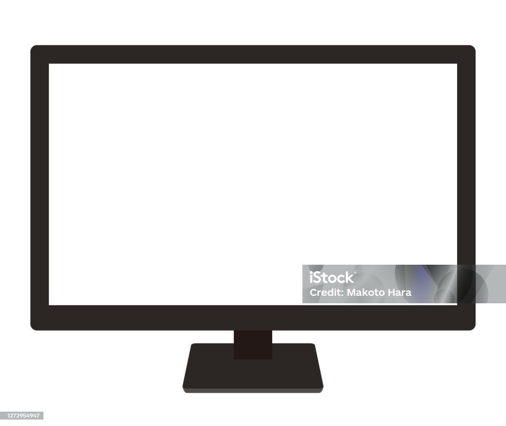 A Simple Black Desktop Computer Screen Facing The Front Stock ...