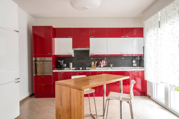 istock white and red modern kitchen and living room 1272956704
