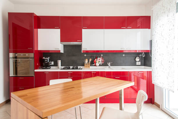 istock white and red modern kitchen and living room 1272956706