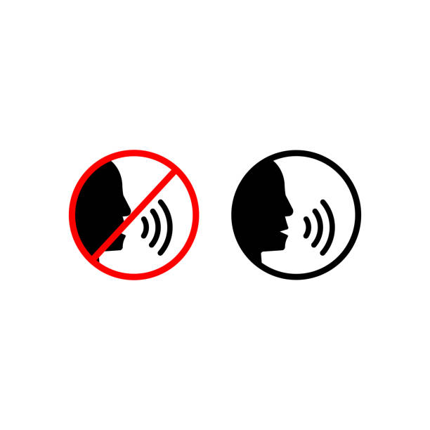 No speaking, no talking sign. Talk icon. Quiet zone concept. Vector on isolated white background. EPS 10 No speaking, no talking sign. Talk icon. Quiet zone concept. Vector on isolated white background. EPS 10. keep calm and stock illustrations