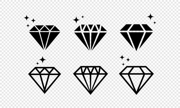ilustrações de stock, clip art, desenhos animados e ícones de diamond icon set. crystal stone. jewelry. vector on isolated transparent background. eps 10 - 2127