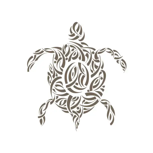 Vector illustration of Vector Calligraphic Hand Drawn Turtle.