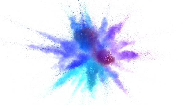 istock Explosion of colored powder on white background 1272960211