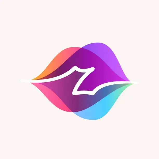 Vector illustration of Letter Z with transparency sound waves logo design concept.