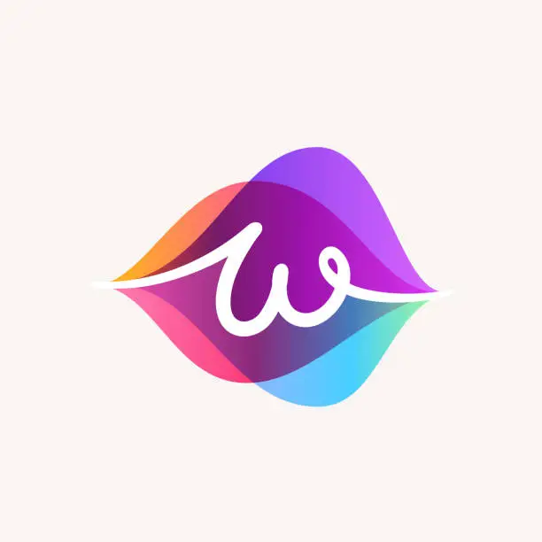 Vector illustration of Letter W with transparency sound waves logo design concept.