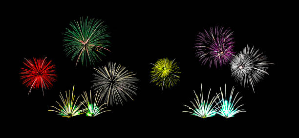 istock Colorful fireworks on black background. 1272964035