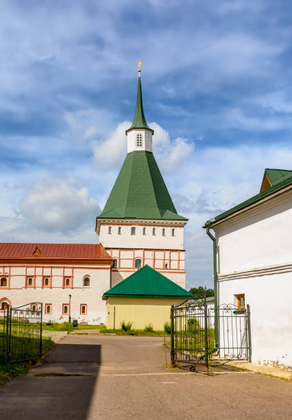 Nikon tower. Valdai Iversky Bogoroditsky Svyatoozersky Monastery is an Orthodox monastery on the Selvitsky Island of Valdai Lake in the Novgorod Region. Built on the initiative of Patriarch Nikon.