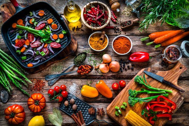 istock Food backgrounds: cooking healthy fresh vegetables. 1272965054