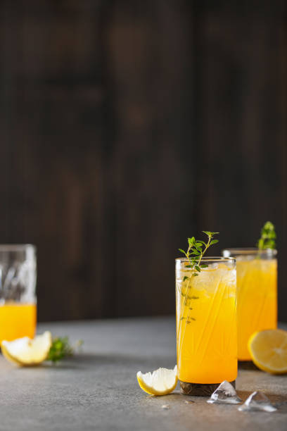 Lemon  liqueur limoncello with ice