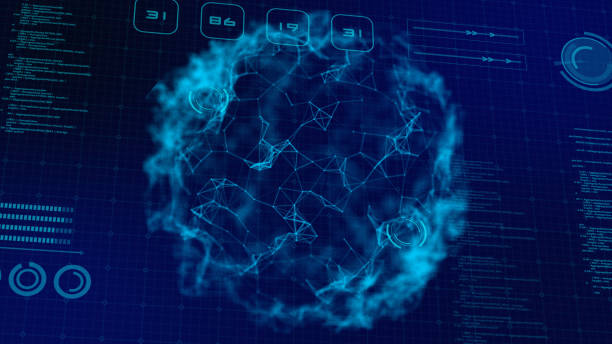 istock HUD screen futuristic technology background 3D sphere globe world digital analyzing digital big data internet network connection linking, 3D render high tech energy electric power ball 1272966798