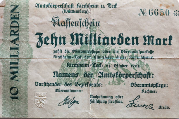 istock Vintage German Hyperinflation Paper Money issued in 1923 1272968382