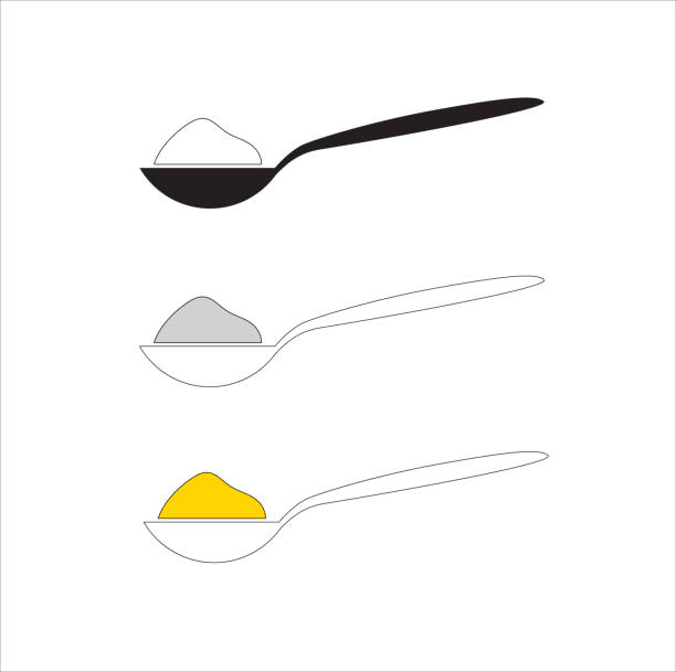 ein löffel mit einem inhaltssymbol - table spoon stock-grafiken, -clipart, -cartoons und -symbole