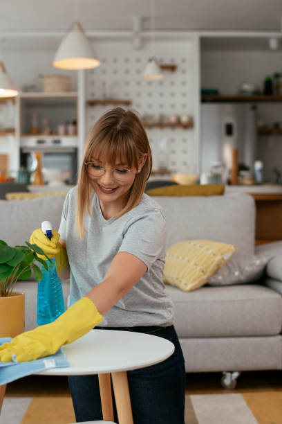 istock Young attractive woman cleaning home. 1272970265