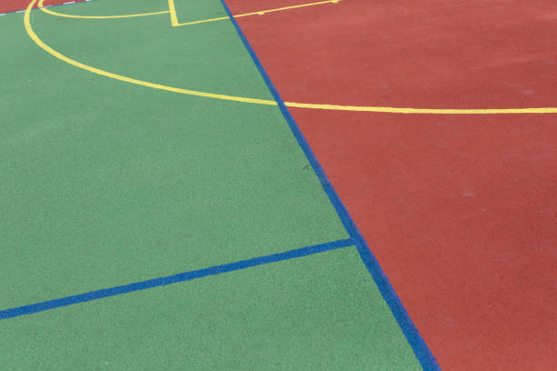 istock Artificial rubber-polymer coating of a modern multifunctional sports ground. 1272974169