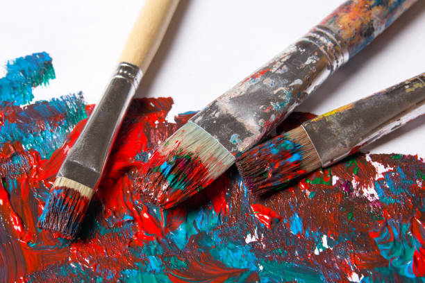 istock used brushes and paint background with blue and red strokes 1272976943