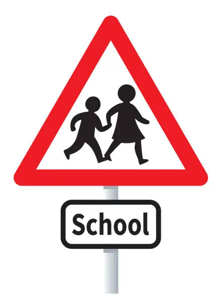 Vector illustration of Traffic school road sign