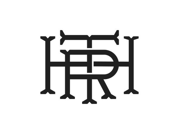 ilustrações, clipart, desenhos animados e ícones de design de monograma das letras t h r - letter h letter a letter t letter e
