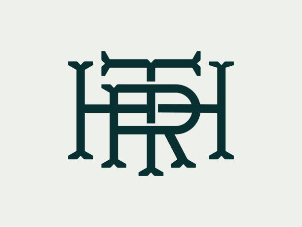 モノグラム t h r - letter h typescript letterpress alphabet点のイラスト素材／クリップアート素材／マンガ素材／アイコン素材
