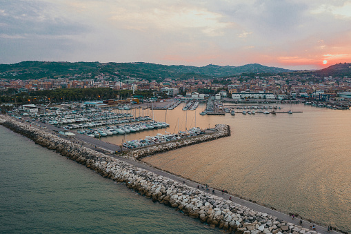 Marina bay with sailboats in San Benedetto del Tronto, Marche - Italy