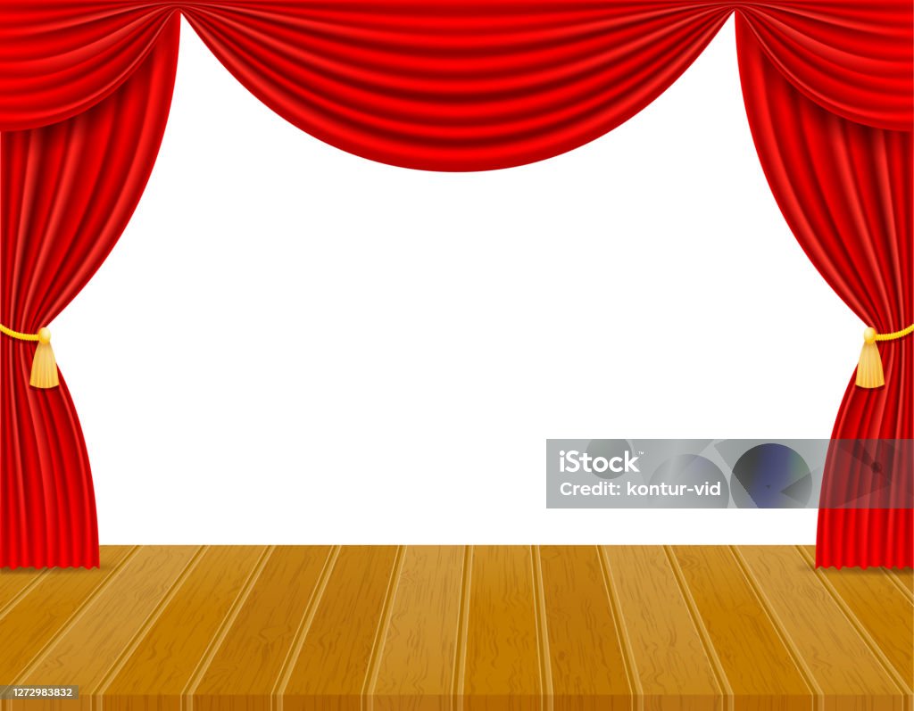 Sân Khấu Sân Khấu Trong Hội Trường Với Hình Minh Họa Vector Rèm ...