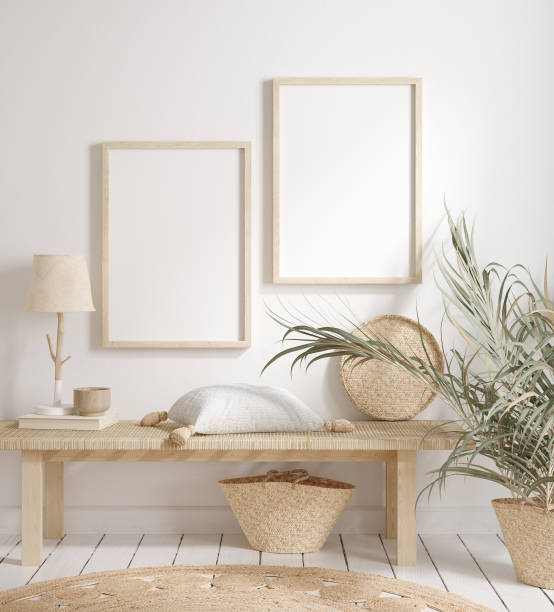 istock Mock up frame with minimal decor close up in home interior background 1272986041
