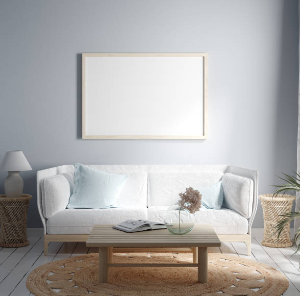 istock Mock-up frame in cozy light home interior background 1272986043