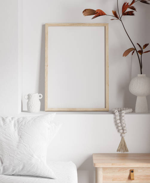 istock Mockup frame in bedroom interior background, Farmhouse style 1272986060