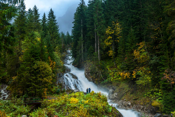 Spring snow melt brings alive the small mountain streams in the Swiss alps.