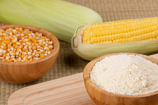 Nature Corn on cob and dry corn seed in Georgia from local market for inspiration and background or advertising or presentation