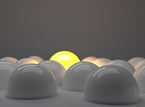 Stand out from the crowd and Leadership creative idea concepts different light sphere
