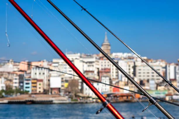 Fishing at golden horn on Galata Bridge