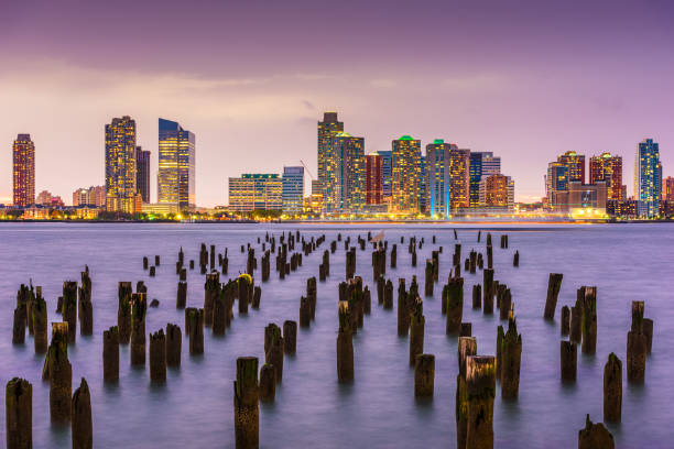 exchange place, nova jersey, eua - new jersey usa commercial dock cityscape - fotografias e filmes do acervo