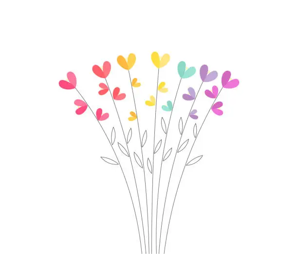 Vector illustration of Colorful  flowers bouquet.
