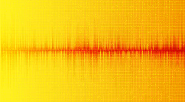 istock Minimall Sound Wave Low and Hight richter scale on Yellow Background,technology and earthquake wave diagram concept,Vector Illustration. 1272998126