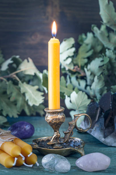 istock Handmade natural beeswax candles 1273000379