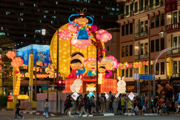 Light up decorations of Mid Autumn Festival 2020, Chinatown Light up decorations of Mid Autumn Festival 2020 , Chinatown , Singapore mid-autumn festival singapore stock pictures, royalty-free photos & images