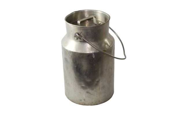 istock Milk tarro in metal with white background 1273001509