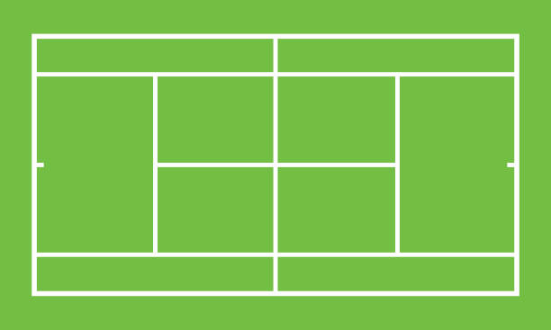 top-ansicht des tennisplatzes - tennis stock-grafiken, -clipart, -cartoons und -symbole
