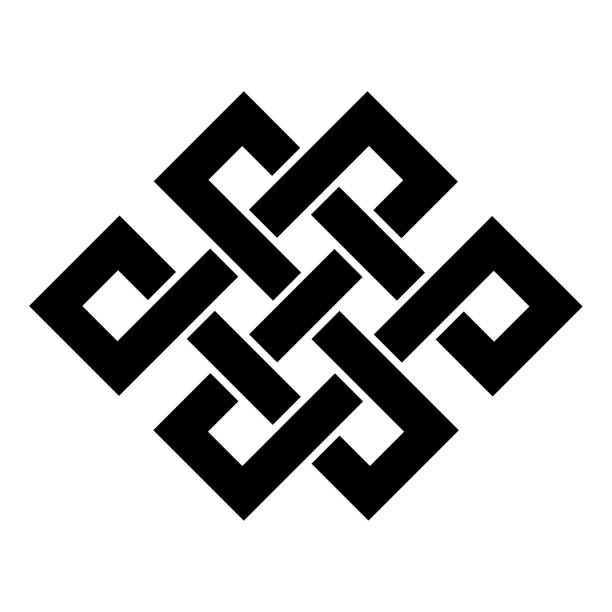 буддизм бесконечный символ узла - celtic style celtic culture tied knot pattern stock illustrations