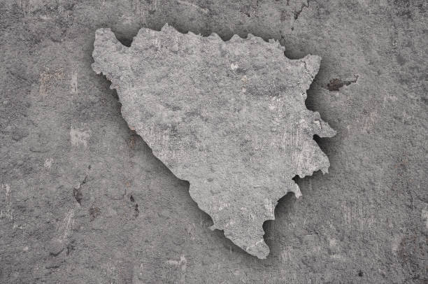 istock Map of Bosnia and Herzegovina on weathered concrete 1273005091