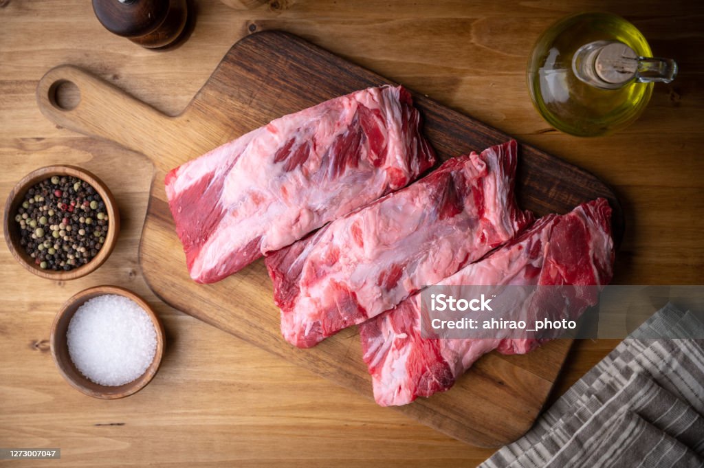 Back Ribs Fresh Fresh Beef Back Rib On Wooden Board Stock Photo - Download Image Now ...