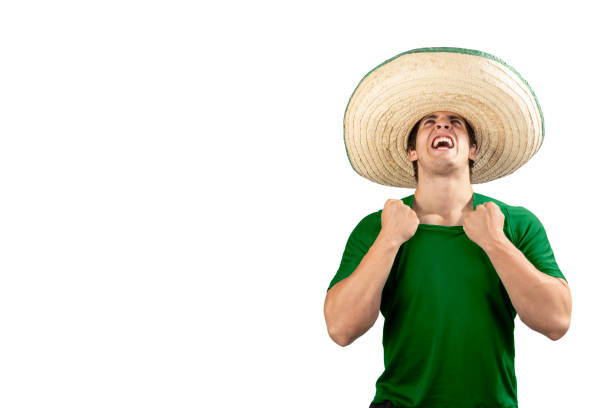 Young Mexican patriot with a ranger hat celebrating El Grito de Independencia