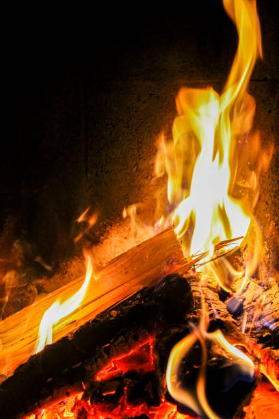 istock Romantic bright open fire on wood in hut in Norway. 1273011332