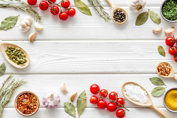 istock Frame of spices herbs and flavoring with space for text 1273013162