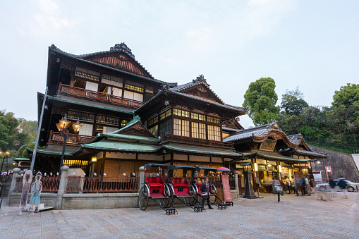 People at the Dogo Onsen in Matsuyama, Ehime Prefecture, Japan. It is one of Japan's oldest and most famous hot springs.