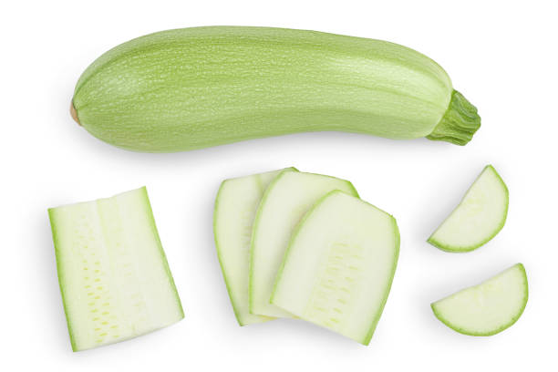 istock zucchini or marrow isolated on white background with clipping path and full depth of field. Top view. Flat lay 1273017068